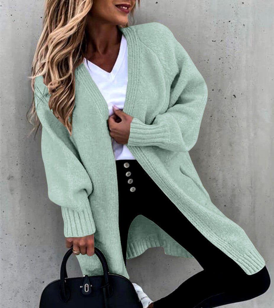 Knitted Sweater Cardigan Loose Mid Length Jacket