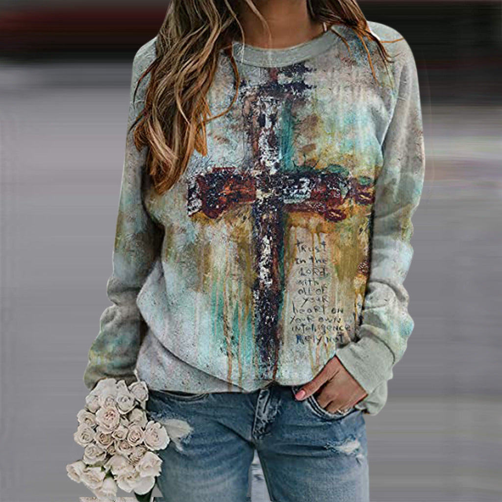 Printed Round Neck Top