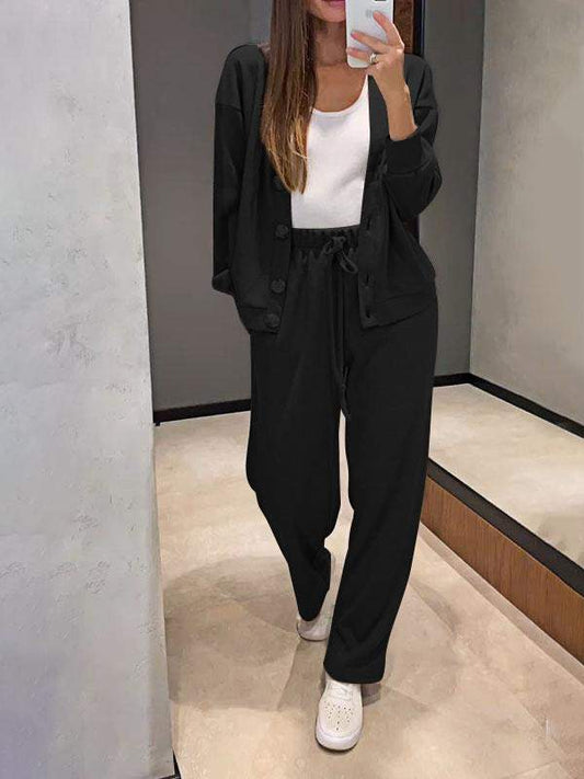 Casual Comfort Jacket Cardigan Sweatpants Set