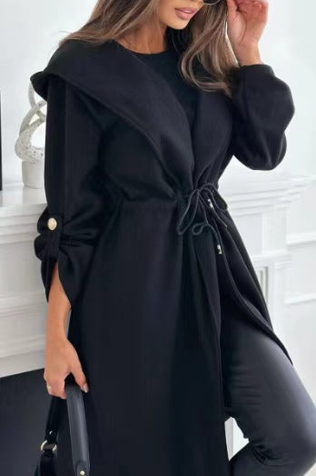 Casual Lace-Up Long-Sleeved Coat