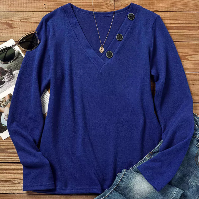 Casual Long Sleeve V Neck T-Shirt