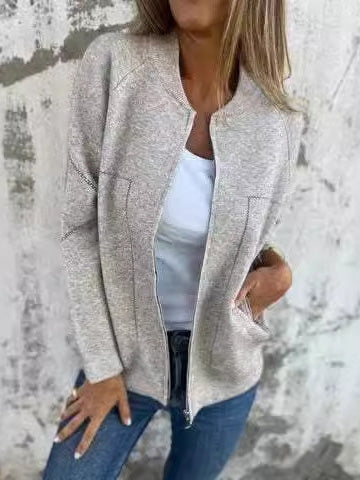 Casual Zipper Solid Jacket