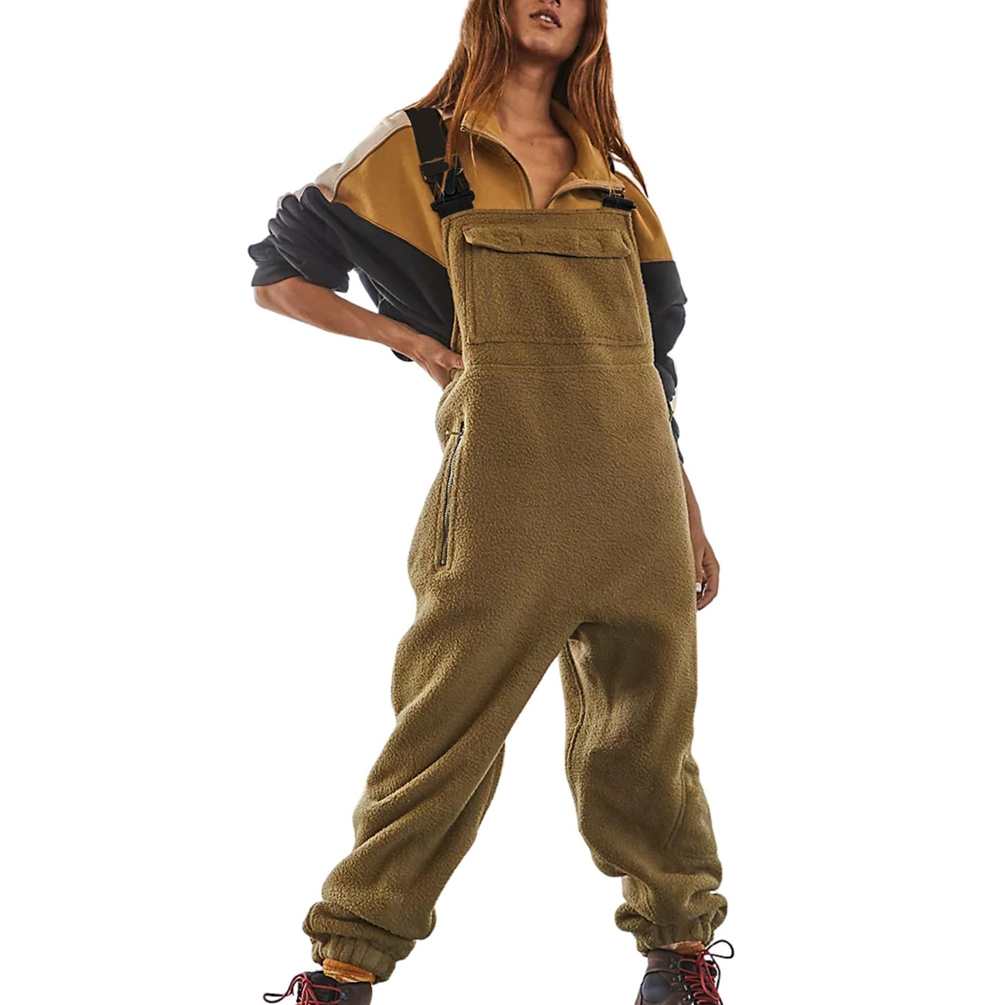 Fleece Warm Overalls Loose Casual Jumpsuits