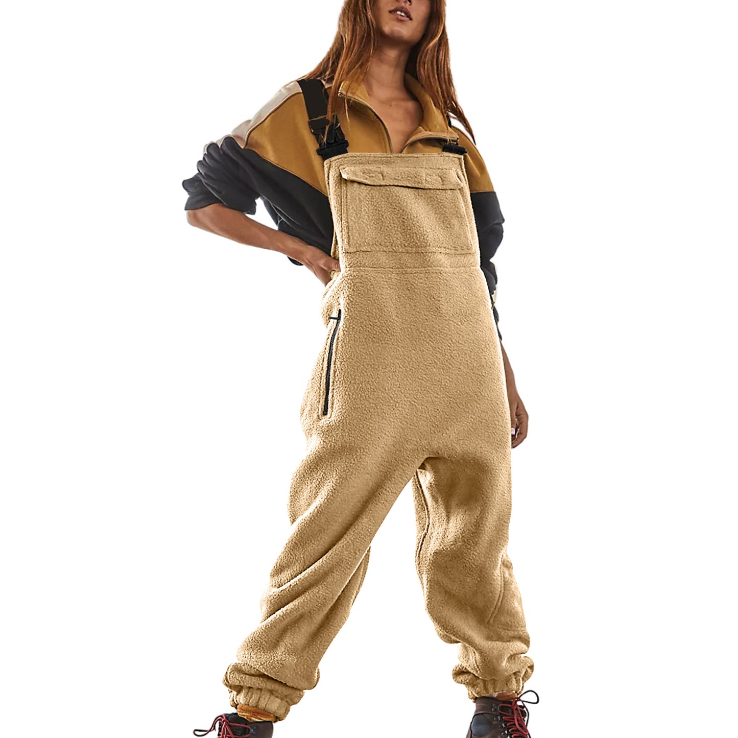 Fleece Warm Overalls Loose Casual Jumpsuits