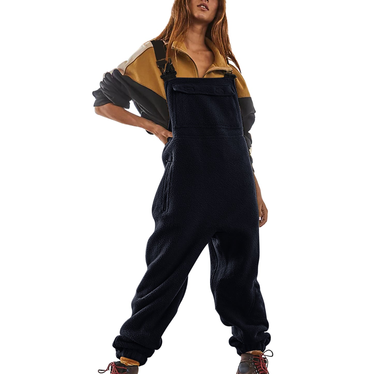 Fleece Warm Overalls Loose Casual Jumpsuits