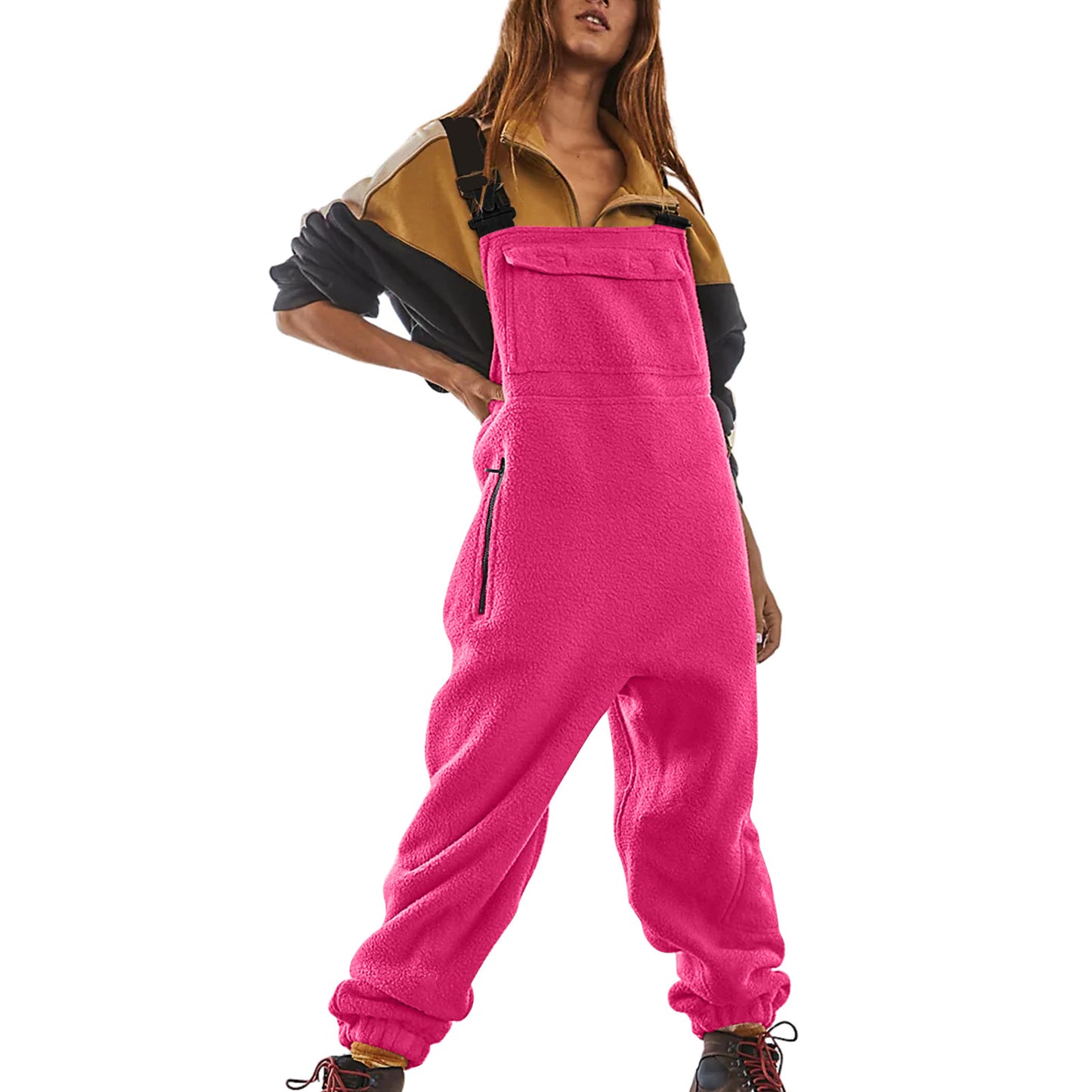 Fleece Warm Overalls Loose Casual Jumpsuits