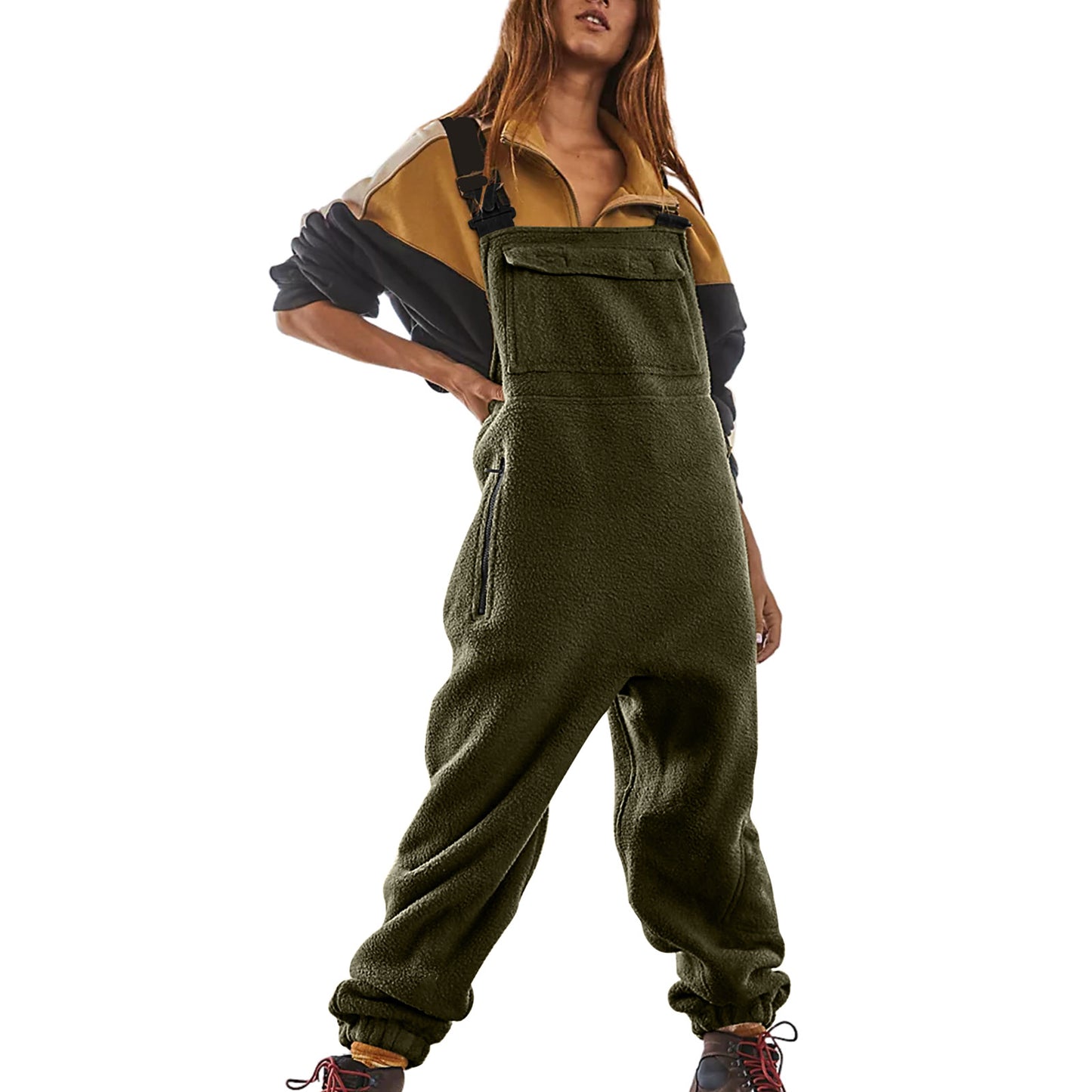 Fleece Warm Overalls Loose Casual Jumpsuits