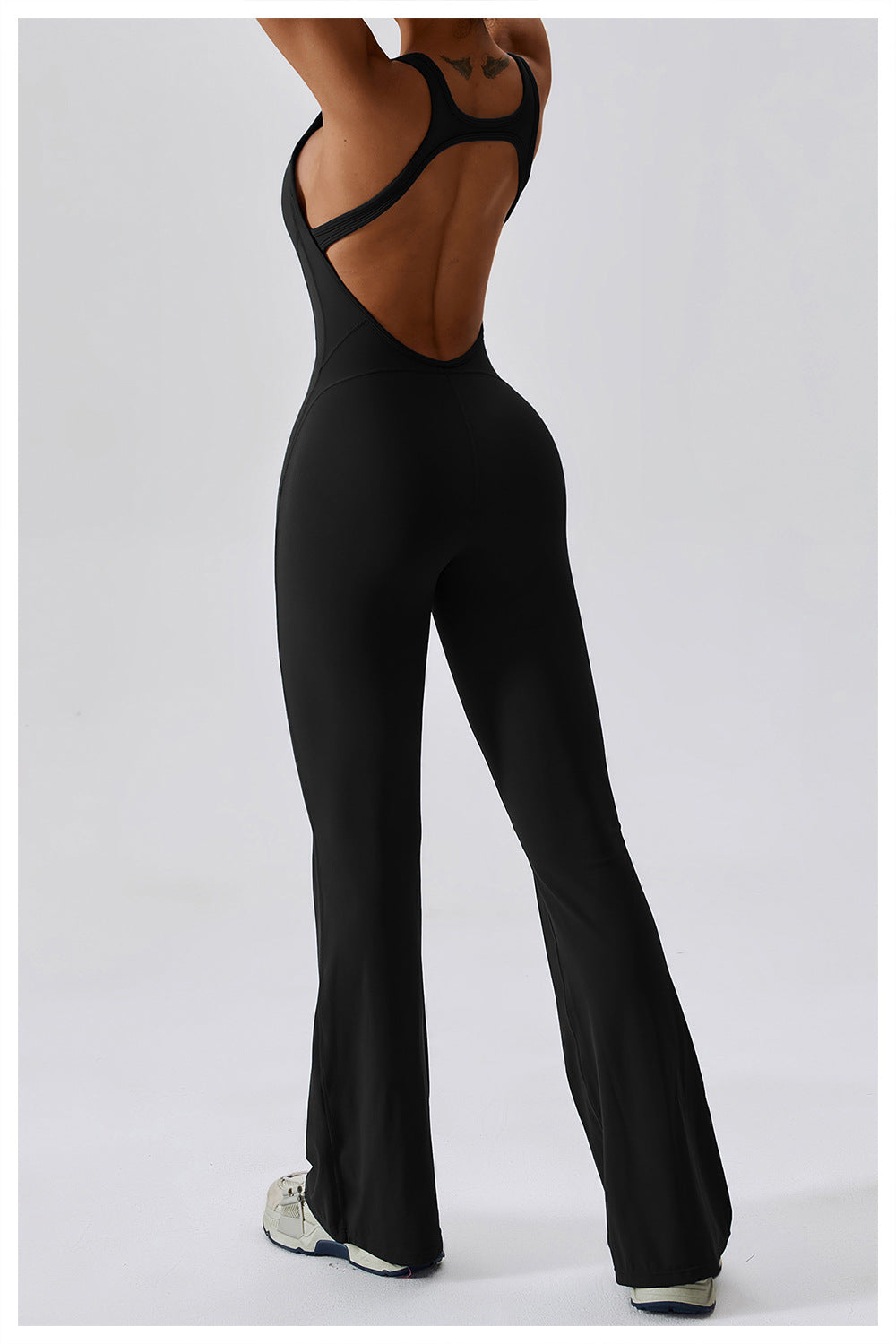 Hollow Butterback Sleeveless Butt Lift Flared Leg Jumpsuit