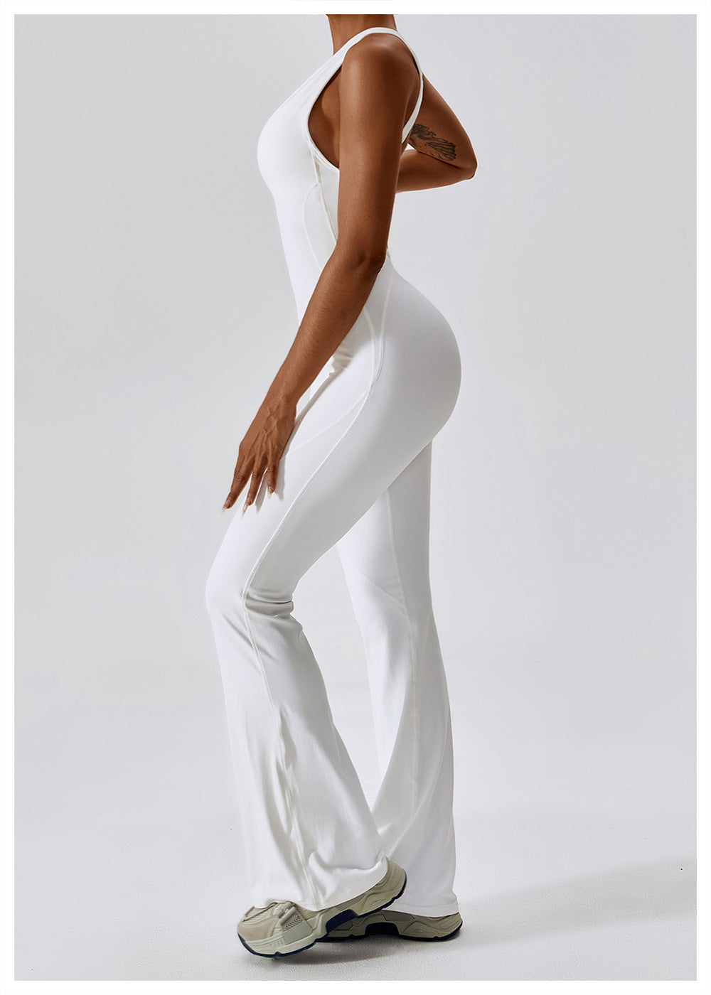 Hollow Butterback Sleeveless Butt Lift Flared Leg Jumpsuit