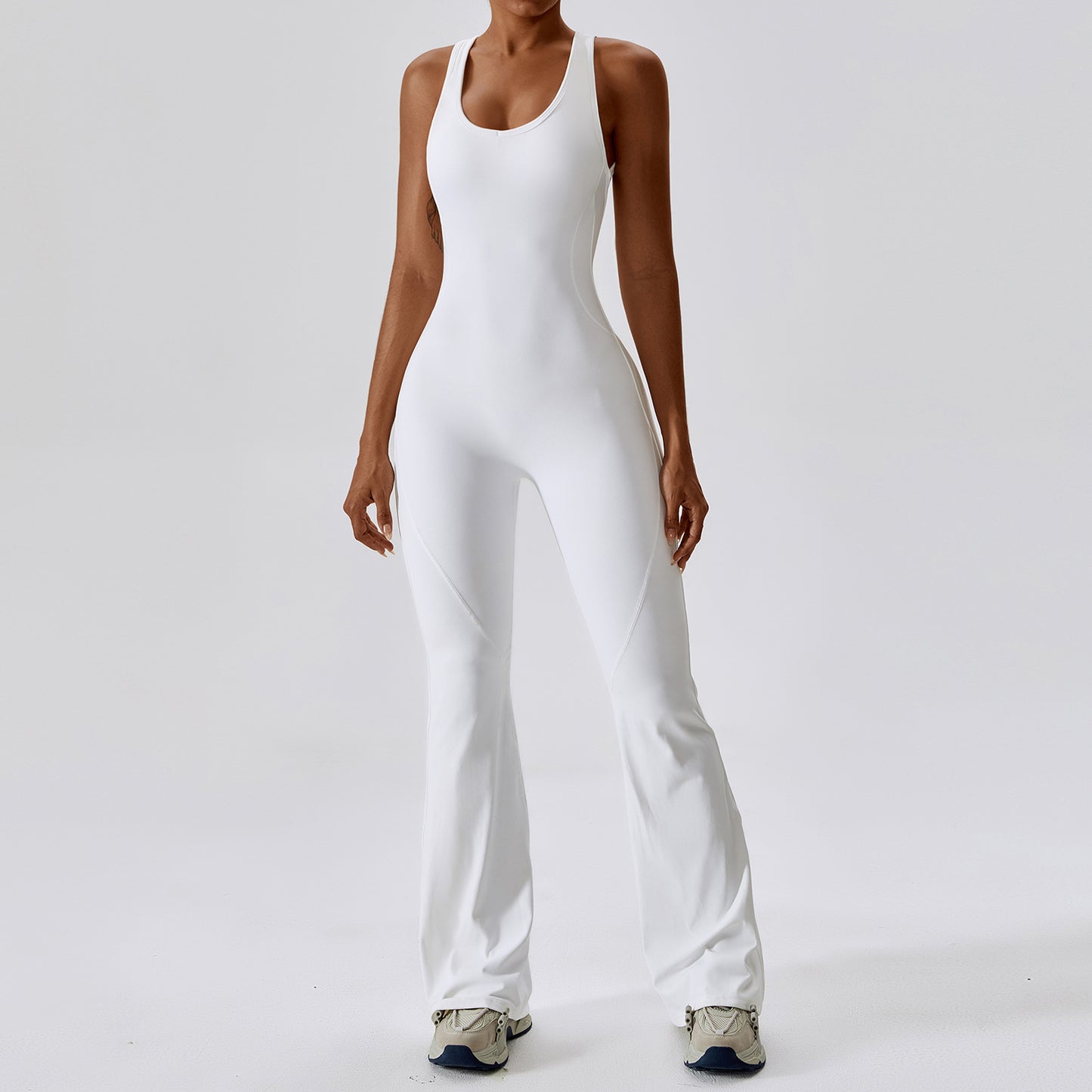 Hollow Butterback Sleeveless Butt Lift Flared Leg Jumpsuit