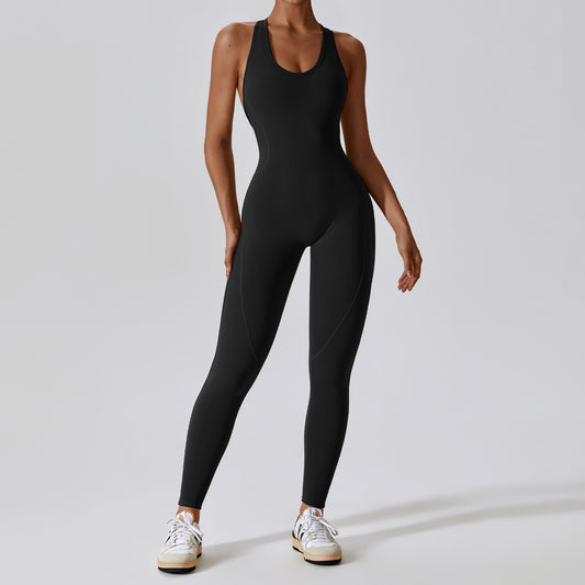 Hollow Butterback Sleeveless Yoga Jumpsuit