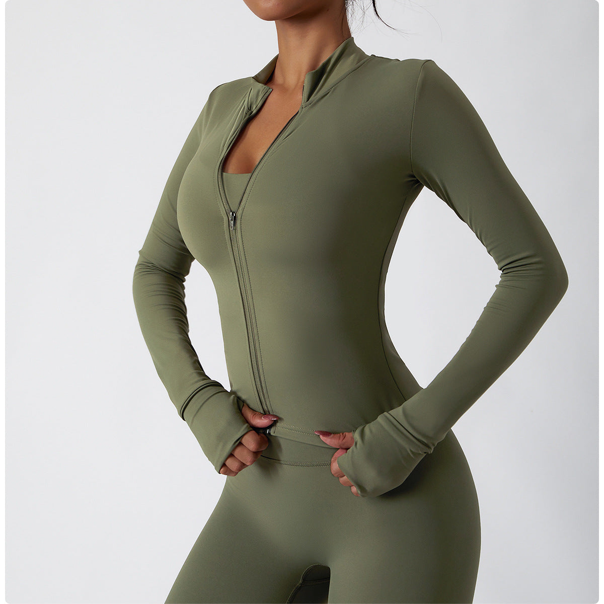 Quick Drying Long Sleeve Zipper Tight Yoga Jacket