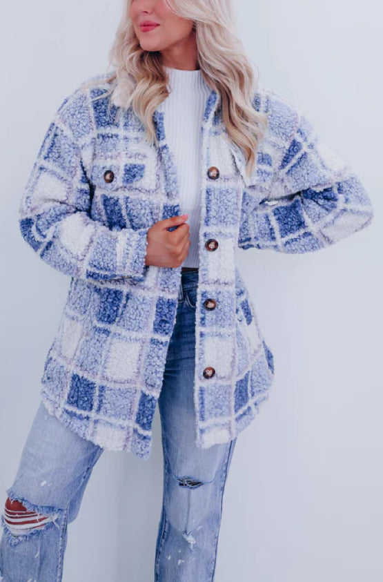 Retro Casual Polar Fleece Plaid Jacket