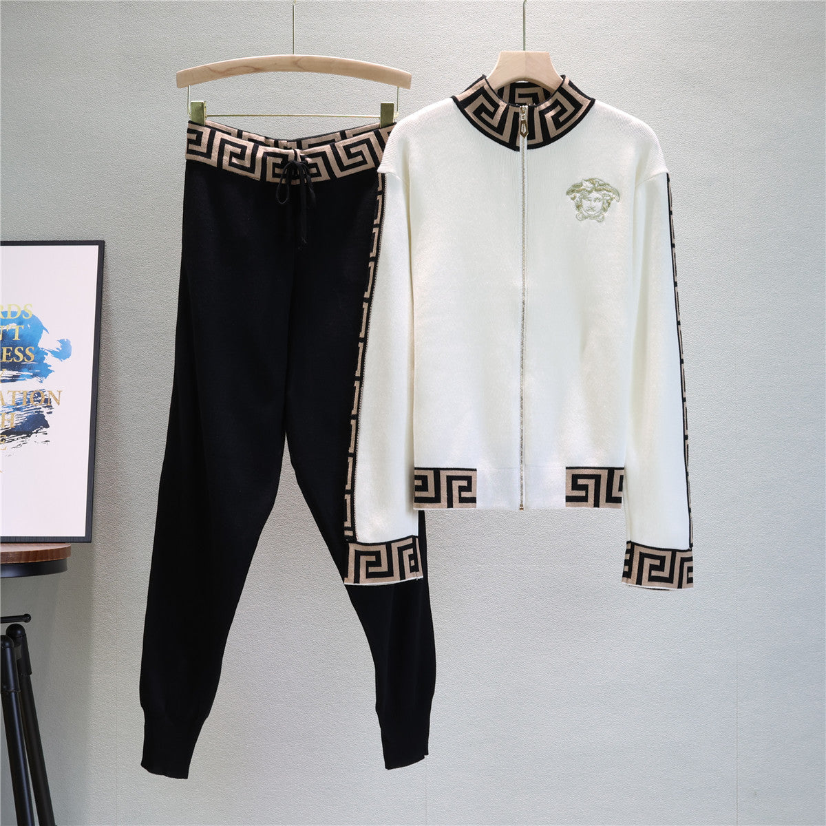 Knitted Coat and Leggings Two-Piece Set