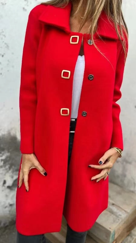 Solid Color Mid-Length Coat