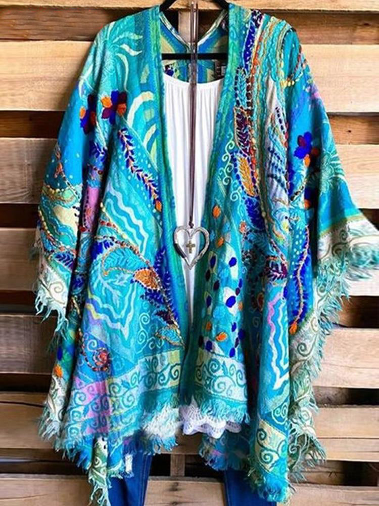 Splice Printed Cardigan Shawl Top