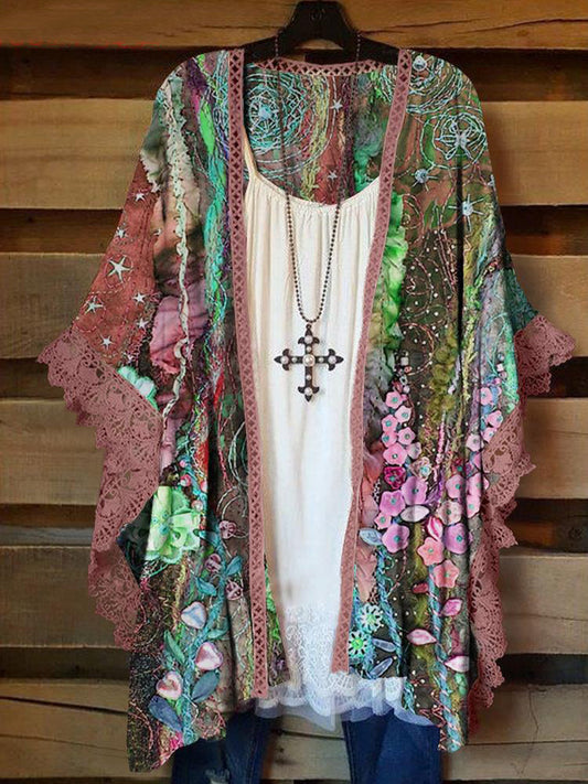 Splice Printed Cardigan Shawl Top