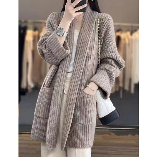 Thick Sweater Cardigan Loose Knit Thickened Jacket