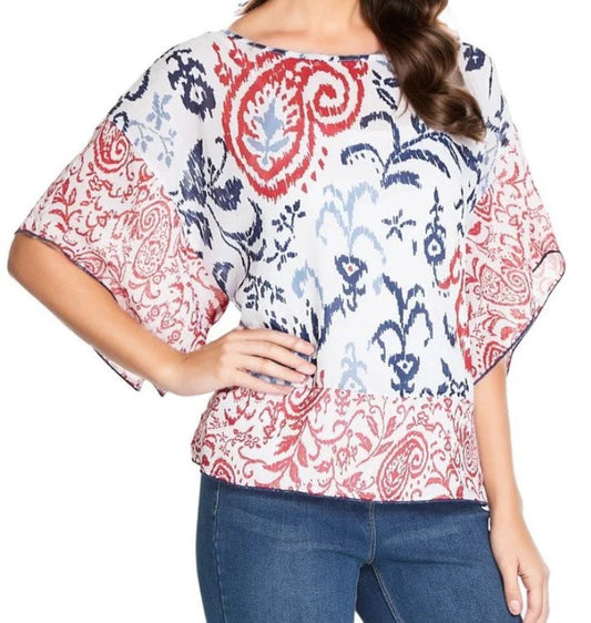 Vintage Printed Round Neck Top