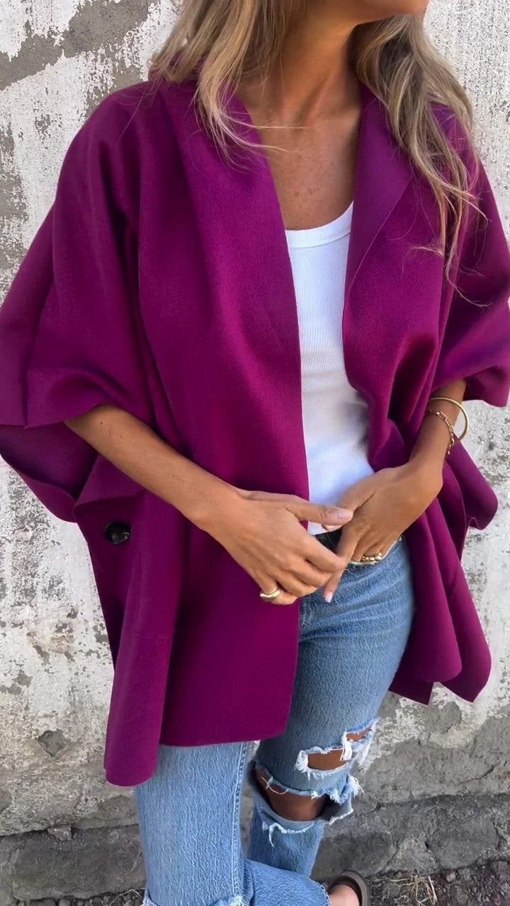 Winter Lapel Cape Coat with Pockets